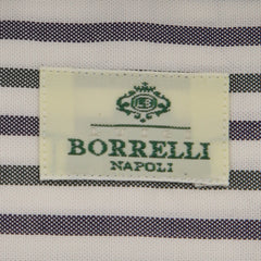 Borrelli Green Striped Shirt - Extra Slim - 15.5/39 - (EV64750IVO)