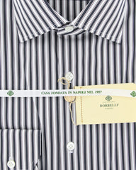 Luigi Borrelli Black Striped Cotton Blend Shirt - Extra Slim - (7O) - Parent