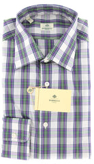 Luigi Borrelli Purple Plaid Cotton Shirt - Extra Slim - 16/41 - (YP)