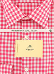 Luigi Borrelli Red Check Shirt - Extra Slim - 15.75/40 - (EV906ANTONIO)