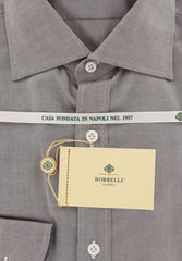 Borrelli Brown Solid Shirt - Extra Slim - 15.75/40 - (EVS10360RIO)