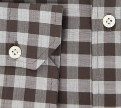 Borrelli Brown Check Shirt - Extra Slim - 15.75/40 - (EVS11960NIO)
