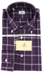 Borrelli Purple Plaid Shirt - Extra Slim - 17/43 - (EV2357VALERIO)