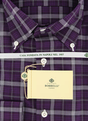 Borrelli Purple Plaid Shirt - Extra Slim - 17/43 - (EV2357VALERIO)
