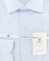 Luigi Borrelli Light Blue Striped Cotton Shirt - Extra Slim - (AQ) - Parent