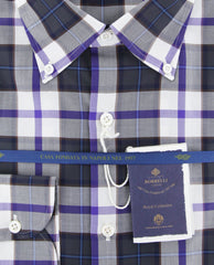 Luigi Borrelli Dark Gray Plaid Cotton Shirt - Extra Slim - (LD) - Parent