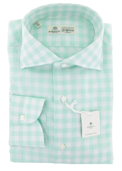 Luigi Borrelli Light Green Check Cotton Shirt - Extra Slim - (ZX) - Parent