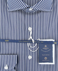 Luigi Borrelli Navy Blue Striped Shirt  - (EV061572NANDO) - Parent