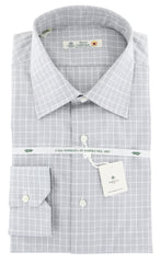 Luigi Borrelli Gray Plaid Shirt - Extra Slim - 17/43 - (30LB110)