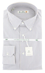 Luigi Borrelli Beige Striped Shirt - Extra Slim - 15.75/40 - (60LB230)