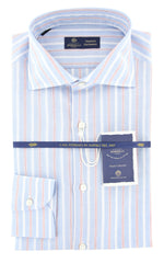 Luigi Borrelli Blue Striped Shirt - Extra Slim - 15.5/39 - (71LB2696)