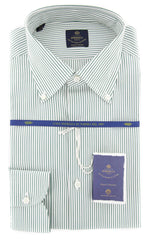 Luigi Borrelli Green Striped Shirt - (EV0628850STEFANO) - Parent