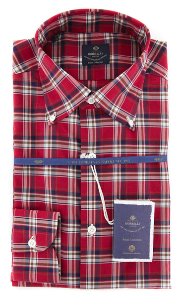 Luigi Borrelli Red Plaid Shirt - (EV0657540STEFANO) - Parent