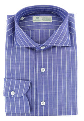 Luigi Borrelli Blue Striped Cotton Shirt - Extra Slim - 15/38 - (277)