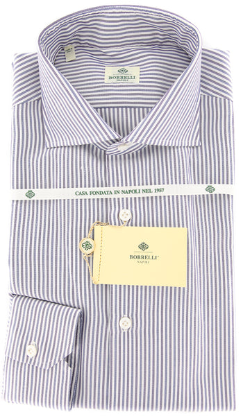 Borrelli Purple Striped Shirt - Extra Slim - 17/43 - (EV0810881NANDO)