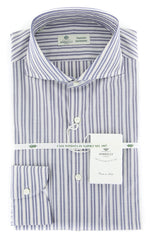 Luigi Borrelli Navy Blue Striped Shirt - Extra Slim - (201803205) - Parent