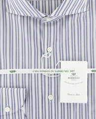 Luigi Borrelli Navy Blue Striped Shirt - Extra Slim - (201803205) - Parent