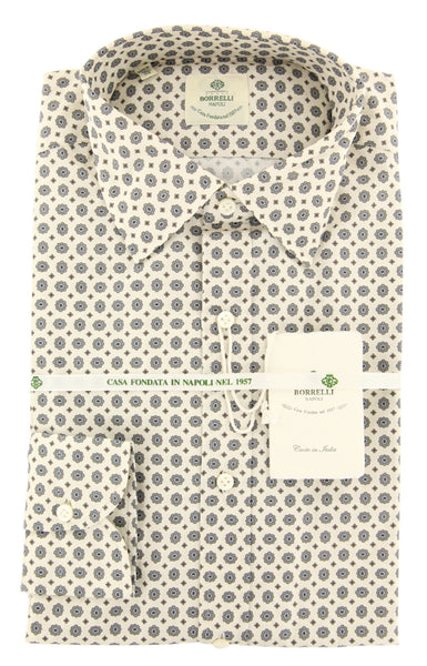 Luigi Borrelli Cream Foulard Shirt - Extra Slim - (EV181512SE31STPT1) - Parent