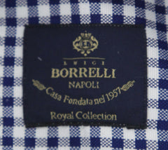 Luigi Borrelli Navy Blue Check Cotton Shirt - Extra Slim - (2O) - Parent
