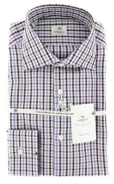Luigi Borrelli Brown Check Shirt - Extra Slim - 15.75/40 - (SHRTX20)