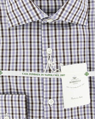 Luigi Borrelli Brown Check Shirt - Extra Slim - 15.75/40 - (SHRTX20)