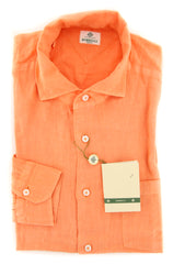 Luigi Borrelli Orange Solid Linen Shirt - Slim - 15.75/40 - (LB4223)