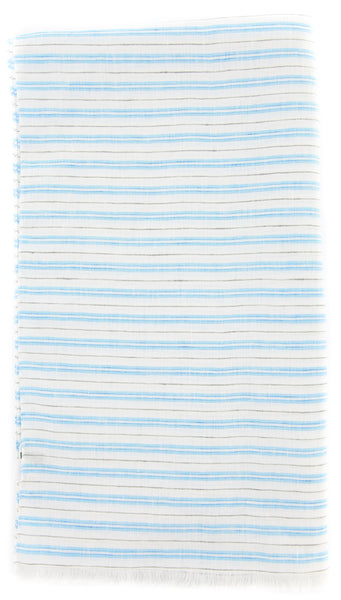 Luigi Borrelli Light Blue Striped Long Scarf - 64" x 27" - (LBSS1275)