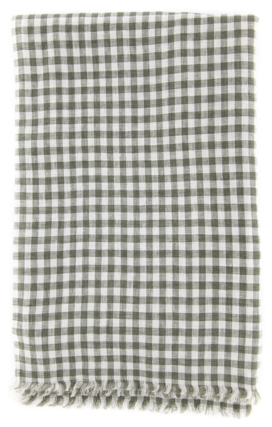 Luigi Borrelli Dark Green Check Long Scarf - 68" x 27" - (LBSS1244)