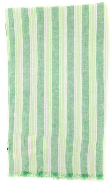 Luigi Borrelli Green Striped Long Scarf - 70" x 27" - (LBSS12153)