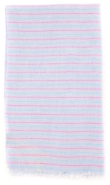 Luigi Borrelli Light Blue Striped Long Scarf - 54" x 27" - (LBSS12130)