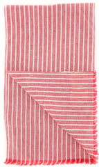 Luigi Borrelli Red Striped Long Scarf - 58" x 27" - (LBSS12166)