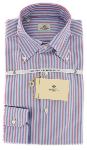 Luigi Borrelli Light Blue Striped Cotton Shirt - Slim - (YW) - Parent