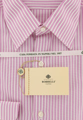 Luigi Borrelli Pink Striped Shirt - Slim - 15.5/39 - (DR1962PAOLO)