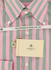 Luigi Borrelli Pink Striped Shirt - Slim - 15/38 - (DR1969OVIDIO)