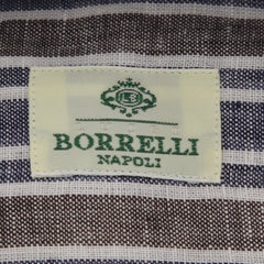 Borrelli Navy Blue Striped Shirt - Extra Slim - 15.5/39 - (EV127LIVIO)