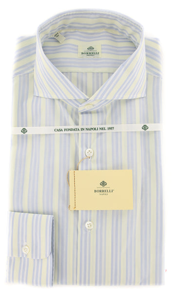Borrelli Light Blue Striped Shirt - Extra Slim - 17/43 - (EV1583HILL)
