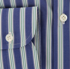 Luigi Borrelli Blue Striped Shirt - Extra Slim - 15/38 - (EV1707IVO)