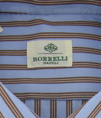 Borrelli Light Blue Striped Shirt - Extra Slim - 15.75/40 - (EV1726RIO)