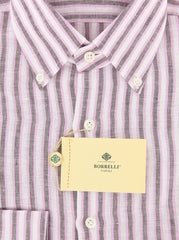 Luigi Borrelli Pink Striped Shirt - Extra Slim - 16/41 - (EV175RALPH)