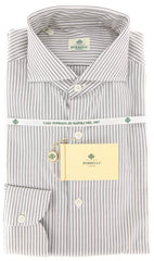 Borrelli Brown Striped Shirt - Extra Slim - 15.75/40 - (EV186NA35)