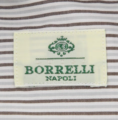 Borrelli Brown Striped Shirt - Extra Slim - 15.75/40 - (EV186NA35)