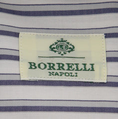 Borrelli Navy Blue Striped Shirt - Extra Slim - 15.75/40 - (EV187NA35)