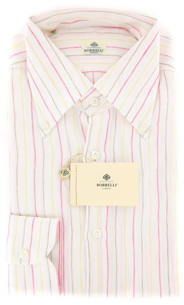 Luigi Borrelli Pink Striped Shirt - Extra Slim - 15.5/39 - (EV207LIVIO)