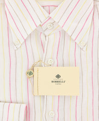 Luigi Borrelli Pink Striped Shirt - Extra Slim - 15.5/39 - (EV207LIVIO)