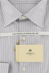 Borrelli Light Gray Striped Shirt - Extra Slim - 16/41 - (EV2134QUINTO)