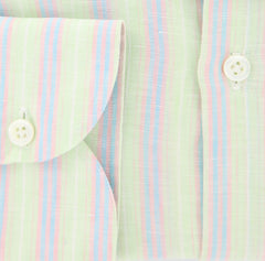 Luigi Borrelli Green Striped Shirt - Extra Slim - 16/41 - (EV252LIVIO)
