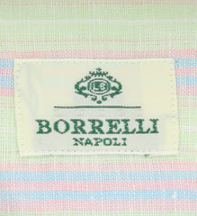 Borrelli Green Striped Shirt - Extra Slim - 15.75/40 - (EV252LIVIO)