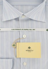 Borrelli Light Blue Striped Shirt - Extra Slim - 16.5/42 - EV4847GIANNI