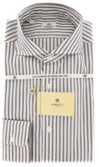 Borrelli Brown Striped Shirt - Extra Slim - 15.5/39 - (EV64760HILL)