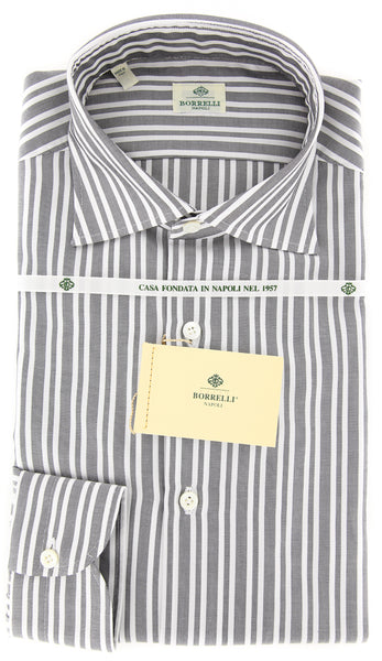 Borrelli Gray Striped Shirt - Extra Slim - 15.75/40 - (EV65090GIANNI)